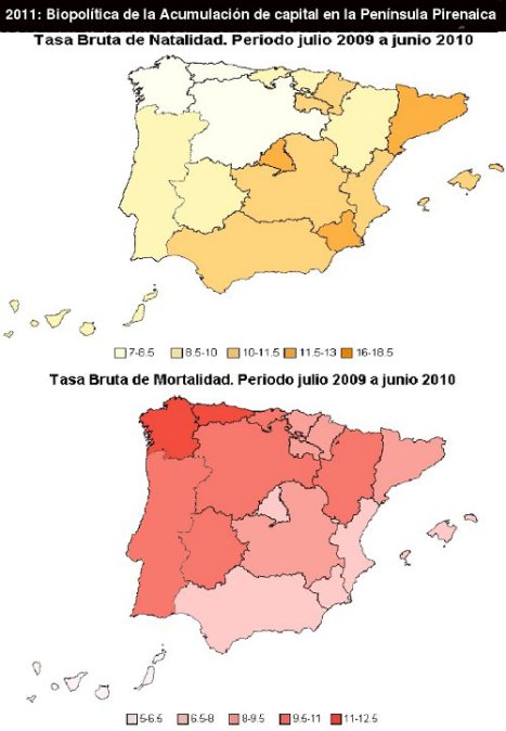 2011: tasas brutas de natalidad por naciones y comunidades autónomas, biopolitica de la acumulacion de capital en la peninsula iberica